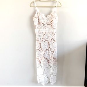 Chelsea Crochet White Midi Dress